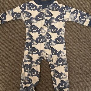 Burt's Bees Navy and Cream Cloud Print Kids Footie